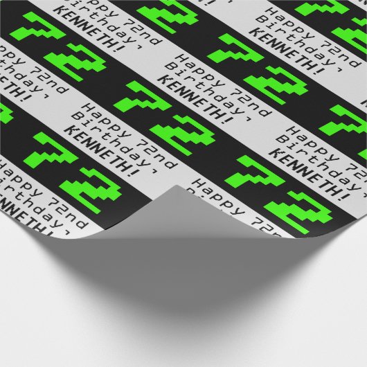 72e verjaardag - Nerdy / Geeky stijl "72" en naam Cadeaupapier (Hoek)