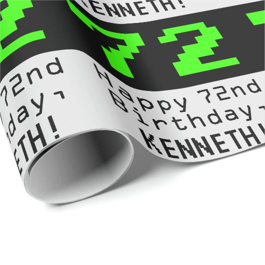 72e verjaardag - Nerdy / Geeky stijl "72" en naam Cadeaupapier (Rol Hoek)