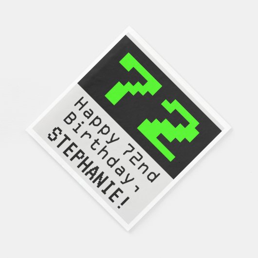 72e verjaardag - Nerdy / Geeky Style "72" & naam Servet (Hoek)