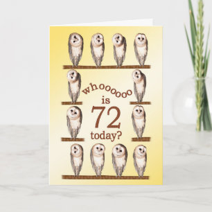 72e verjaardag, nieuwsgierige uilkaart. kaart