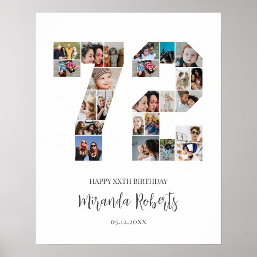 72e verjaardag nummer 72 aangepaste fotocollage poster (Voorkant)