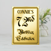 72e verjaardag Partij — Elegant Manuscript + de Na Folie Uitnodiging (Staand Voorkant)