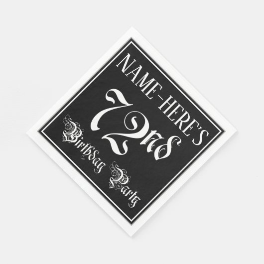 72e verjaardag Partij — Fancy Manuscript + de Naam Servet (Hoek)