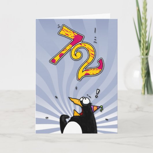 72e verjaardag - Penguin Surprise Kaart (Voorkant)
