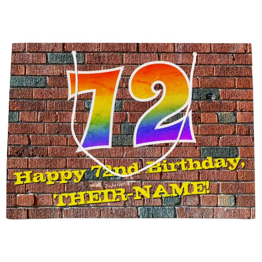 72e verjaardag: Plezier, op graffiti geïnspireerde Groot Cadeauzakje (Voorkant)