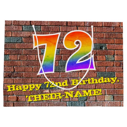 72e verjaardag: Plezier, op graffiti geïnspireerde Groot Cadeauzakje (Achterkant)