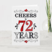72e verjaardag Proost in rood wit zwart patroon Kaart (Voorkant)