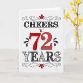72e verjaardag Proost in rood wit zwart patroon Kaart (Gele Bloem)