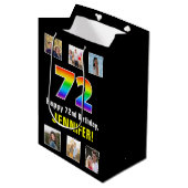 72e verjaardag: Regenboog "72", aangepaste foto's Medium Cadeauzakje (Voorkant Gekanteld)