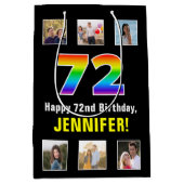 72e verjaardag: Regenboog "72", aangepaste foto's  Medium Cadeauzakje (Voorkant)