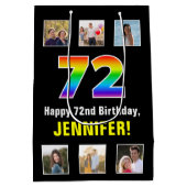 72e verjaardag: Regenboog "72", aangepaste foto's Medium Cadeauzakje (Achterkant)