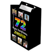 72e verjaardag: Regenboog "72", aangepaste foto's Medium Cadeauzakje (Achterkant Gekanteld)