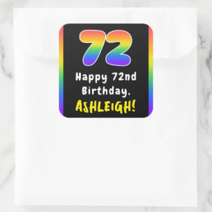72e verjaardag: Regenboogspectrum # 72, Aangepaste Vierkante Sticker