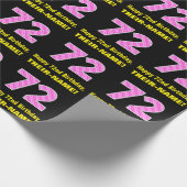 72e verjaardag: roze strepen en harten "72" + naam cadeaupapier (Hoek)