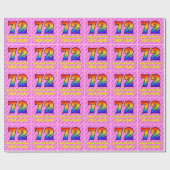 72e verjaardag: roze strepen & harten, regenboog # cadeaupapier (Vlak)