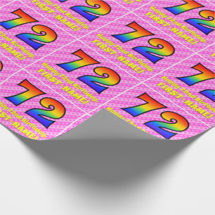 72e verjaardag: roze strepen & harten, regenboog # cadeaupapier