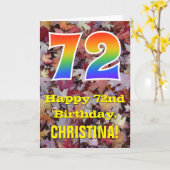 72e verjaardag; rustieke herfstbladeren; regenboog kaart (Gele Bloem)