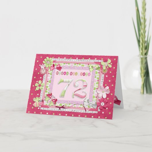 72e verjaardag scrapbooking stijl kaart (Voorkant)