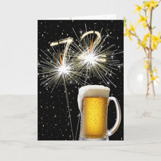 72e Verjaardag Sparklers met Beer Mok Kaart (Gele Bloem)