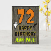 72e verjaardag: Spooky Halloween Thema, aangepaste Kaart (Gele Bloem)