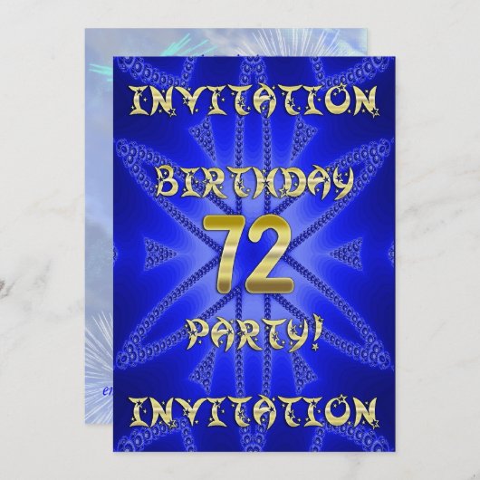 72e verjaardag uitnodiging (Voorkant / Achterkant)