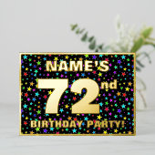 72e verjaardag van de Fun, kleurrijk sterrenpatroo Folie Uitnodiging (Staand Voorkant)