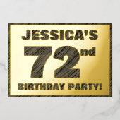 72e verjaardag van de partij van Birthday — Vette, Folie Uitnodiging (Voorkant)