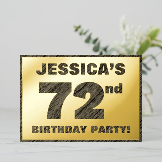 72e verjaardag van de partij van Birthday — Vette, Folie Uitnodiging (Staand Voorkant)