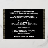 72e verjaardag: Vet, Faux Hood Grain Pattern Folie Uitnodiging (Achterkant)