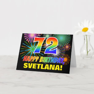 72e verjaardag: Vet, Plezier, Vuurwerk, Regenboog  Kaart