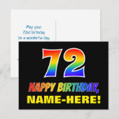 72e verjaardag: Vet, Vun, Eenvoudig, Regenboog 72 Briefkaart (Voorkant / Achterkant)