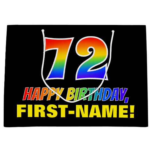 72e verjaardag: Vet, Vun, Eenvoudig, Regenboog 72 Groot Cadeauzakje (Voorkant)