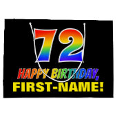 72e verjaardag: Vet, Vun, Eenvoudig, Regenboog 72 Groot Cadeauzakje (Achterkant)