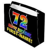 72e verjaardag: Vet, Vun, Eenvoudig, Regenboog 72 Groot Cadeauzakje (Achterkant Gekanteld)