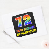 72e verjaardag: Vet, Vun, Eenvoudig, Regenboog 72 Vierkante Sticker (Envelop)