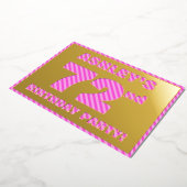 72e verjaardag — Vet, vuurtje, roze band # 72 Folie Uitnodiging (Gedraaid)