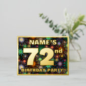 72e verjaardag: Vette, kleurrijke Fireworks-look Folie Uitnodiging Briefkaart (Staand Voorkant)
