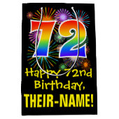 72e verjaardag: Vuurwerk Fun Pattern + Regenboog 7 Medium Cadeauzakje (Voorkant)