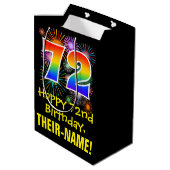 72e verjaardag: Vuurwerk Fun Pattern + Regenboog 7 Medium Cadeauzakje (Achterkant Gekanteld)