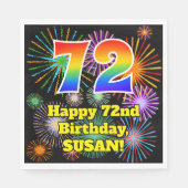 72e verjaardag: Vuurwerk Fun Pattern + Regenboog 7 Servet (Voorkant)