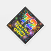 72e verjaardag: Vuurwerk Fun Pattern + Regenboog 7 Servet (Hoek)