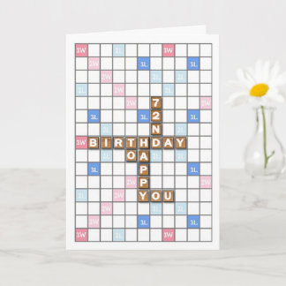 72e verjaardag, woordspelbord kaart