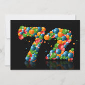 72e verjaardagsfeest, met bubbels en ballen kaart (Voorkant)