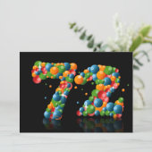 72e verjaardagsfeest, met bubbels en ballen kaart (Staand voorkant)