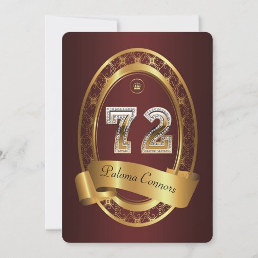 72e,verjaardagsfeest vrouw man,elegante kleur kaart (Voorkant)