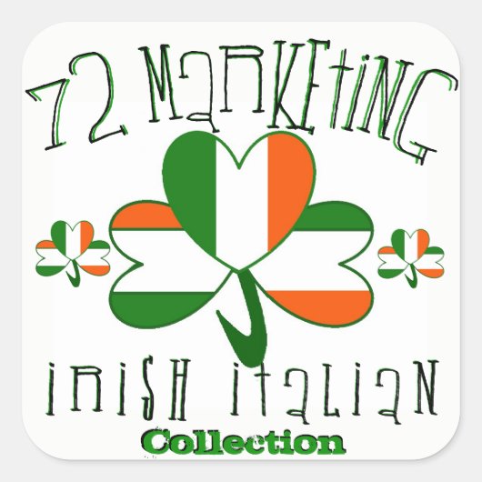 72marketing Ierse Italiaanse tickers Vierkante Sticker (Voorkant)