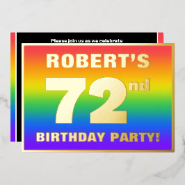 72nd Birthday Party: Fun, Colorful Rainbow Pattern Folie Uitnodiging