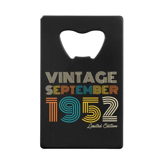 72nd Birthday  September 1972 Limited Edtn. Creditkaart Flessenopener (Voorkant)