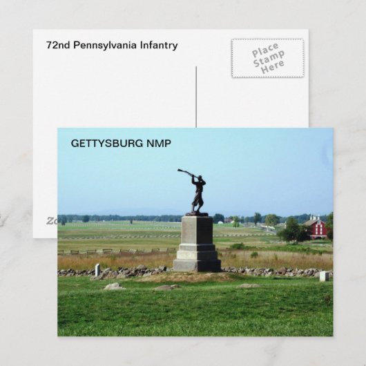 72ND PENNSYLVANIA INFANTRY BRIEFKAART (Voorkant / Achterkant)