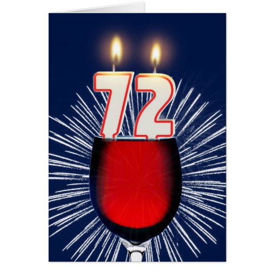 72ste Verjaardag met wijn en kaarsen Kaart